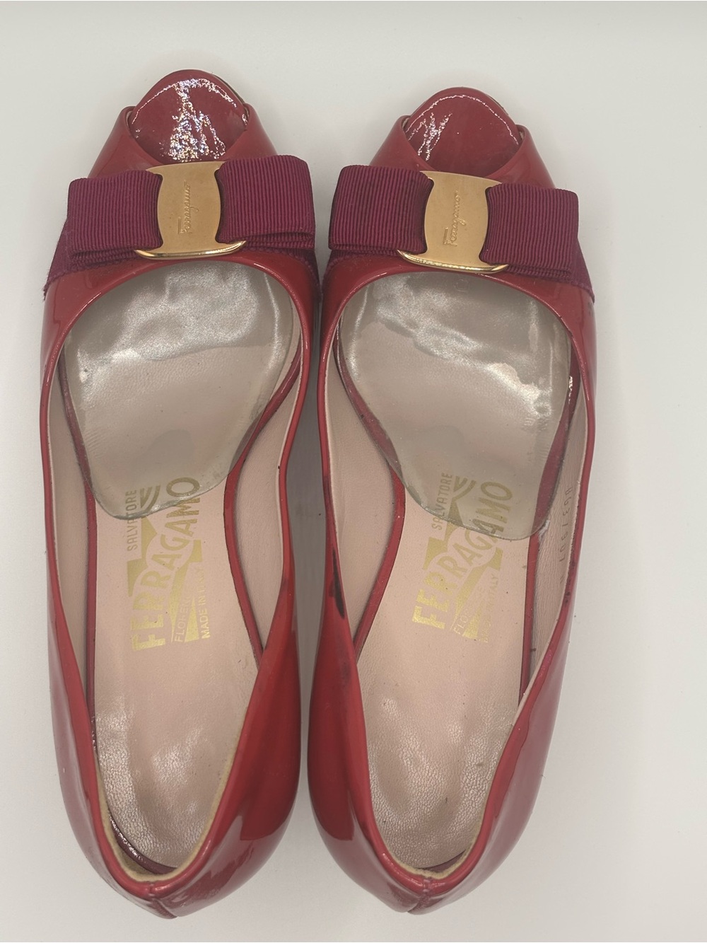 Salvatore Ferragamo Vara Bow Red Patent Leather Heels Pumps